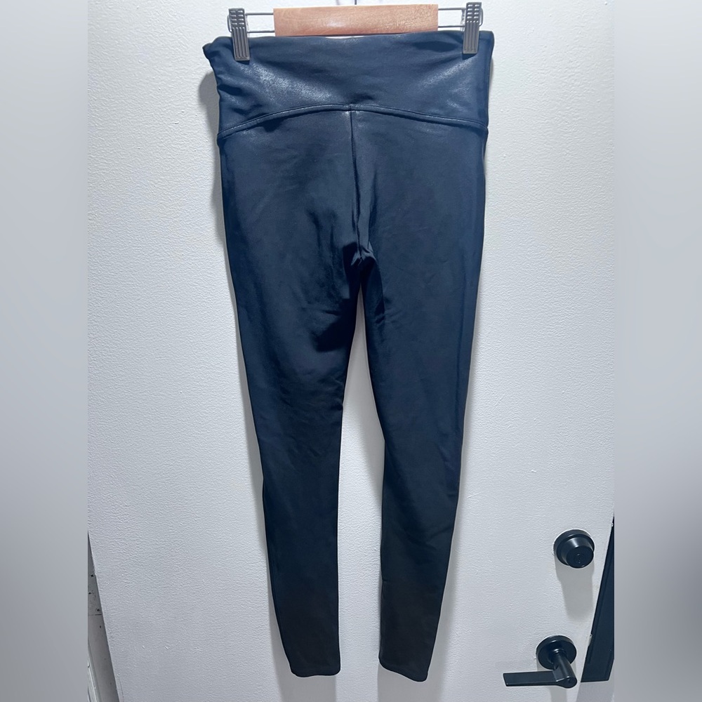 SPANX Black Faux Leather Leggings High-Waisted EUC Sz Medium - Picture 7 of 9